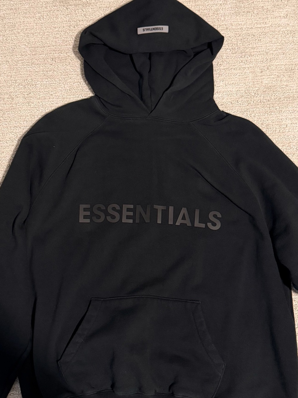 Essentials Black Logo Pullover Hoodie